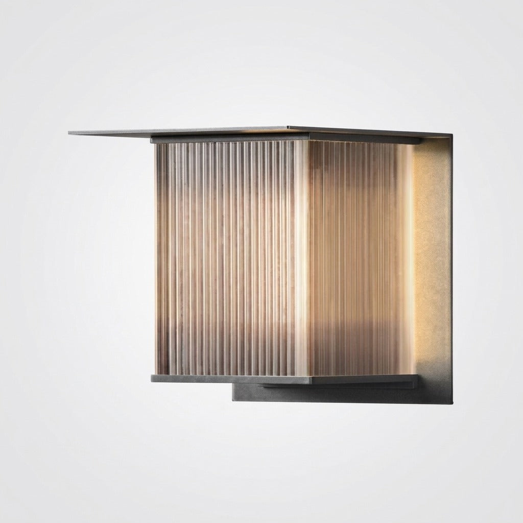 Applique Murale Extérieure Étanche IP68, Métal Aspect Bois Brun