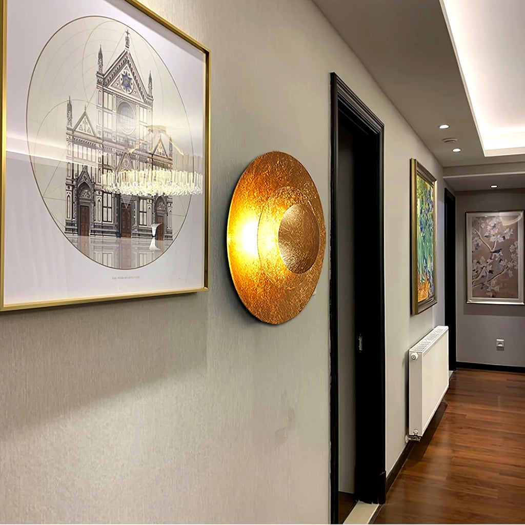 Applique Murale Feuille d'Or Vintage, LED Intégrée Blanc Chaud, Éclat