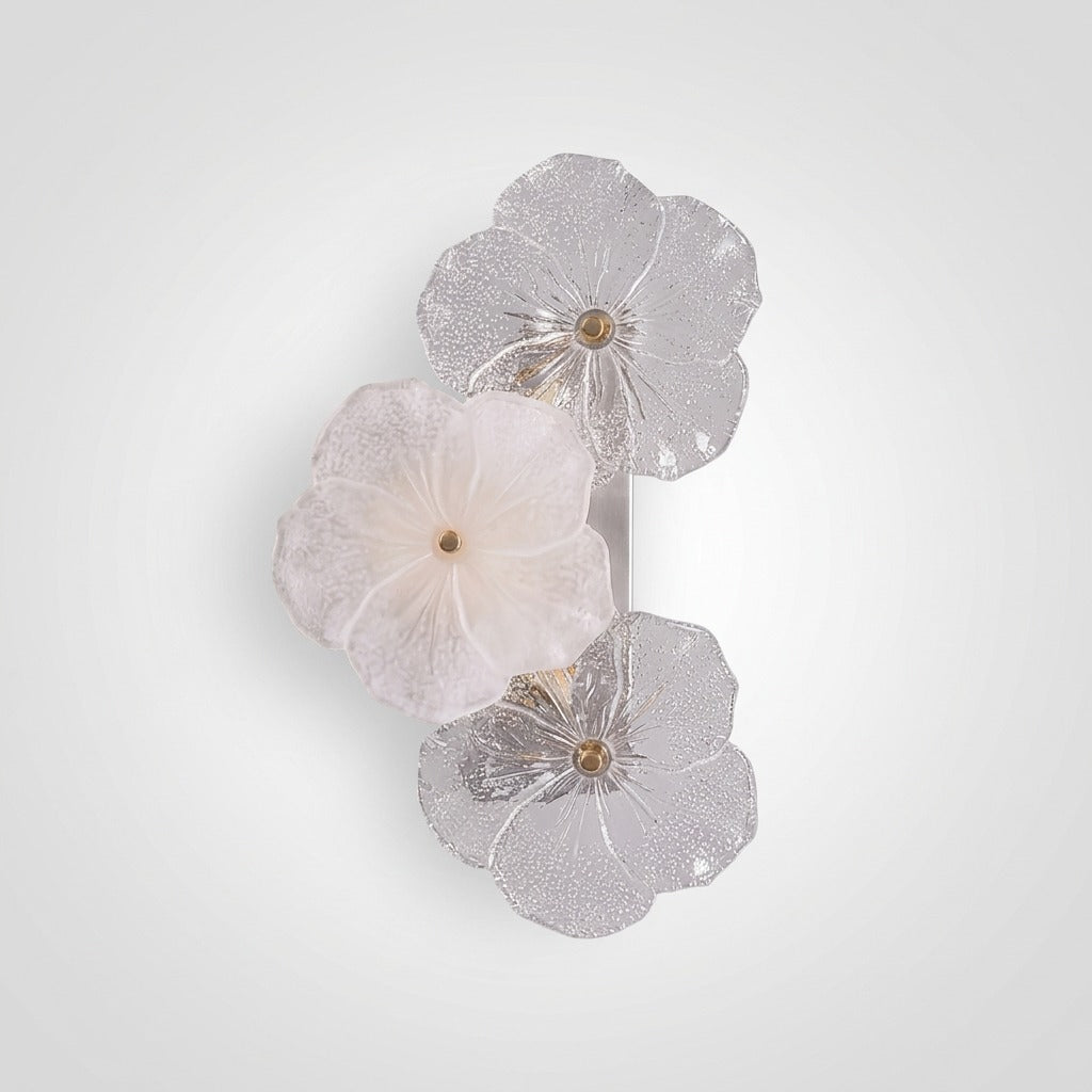 Applique Murale Fleur Pétales en Verre, Design Romantique Délicat