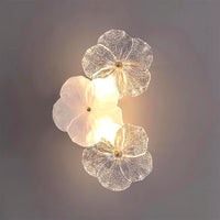 Applique Murale Fleur Pétales en Verre, Design Romantique Délicat
