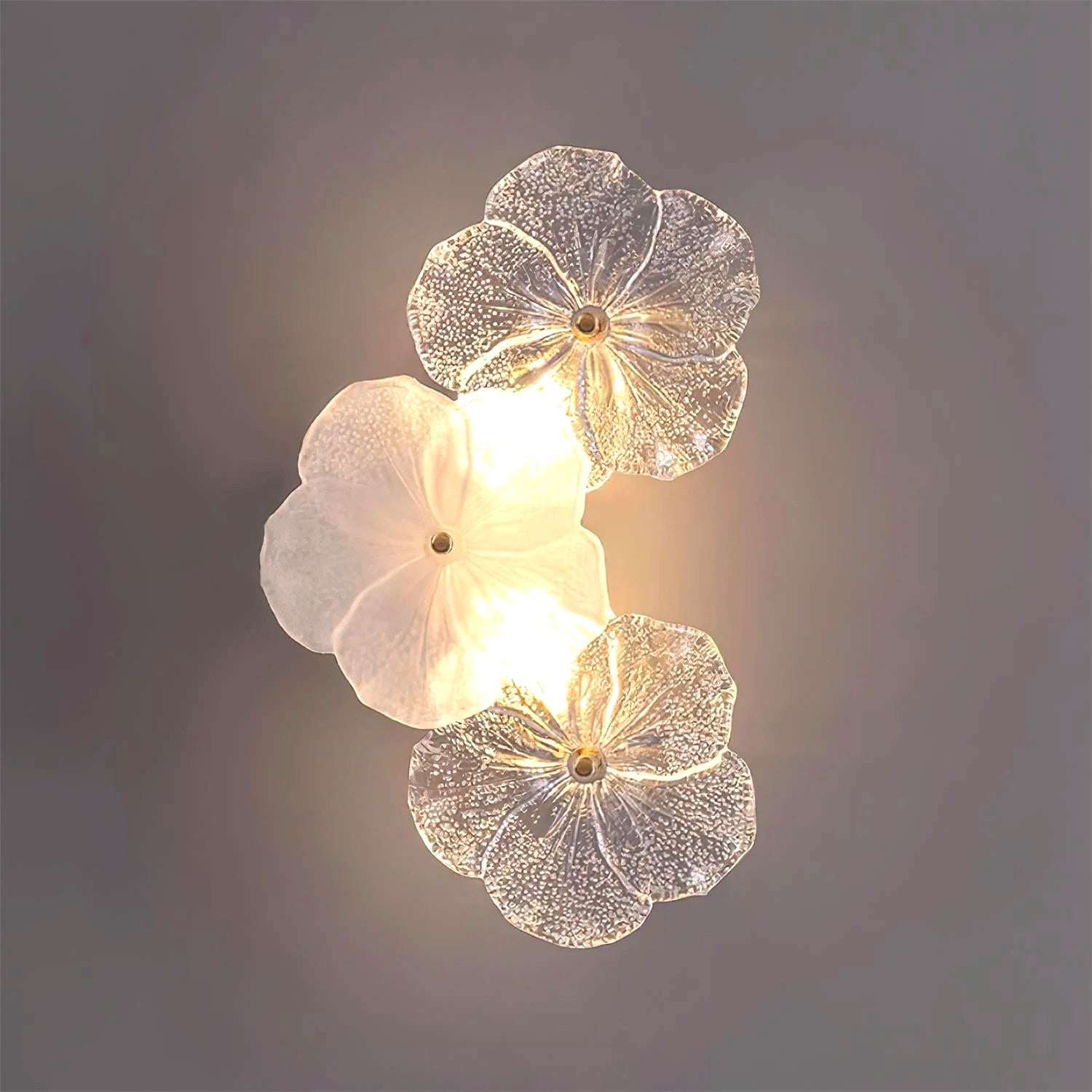 Applique Murale Fleur Pétales en Verre, Design Romantique Délicat