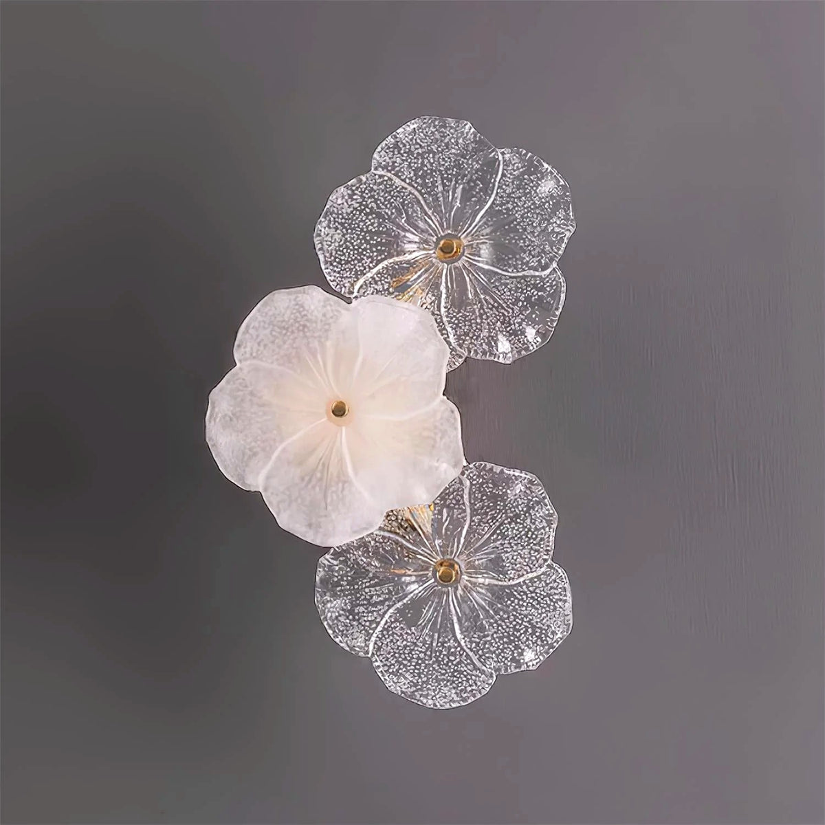 Applique Murale Fleur Pétales en Verre, Design Romantique Délicat