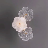 Applique Murale Fleur Pétales en Verre, Design Romantique Délicat