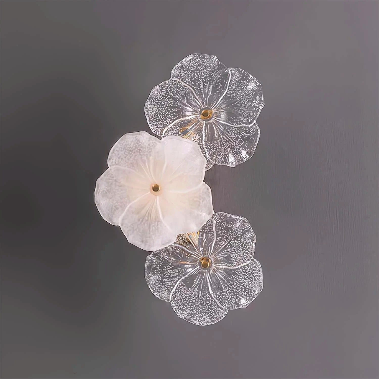 Applique Murale Fleur Pétales en Verre, Design Romantique Délicat Image