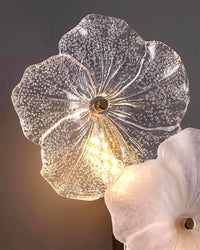 Applique Murale Fleur Pétales en Verre, Design Romantique Délicat