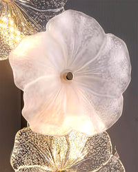 Applique Murale Fleur Pétales en Verre, Design Romantique Délicat