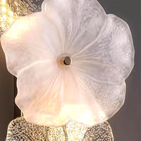 Applique Murale Fleur Pétales en Verre, Design Romantique Délicat