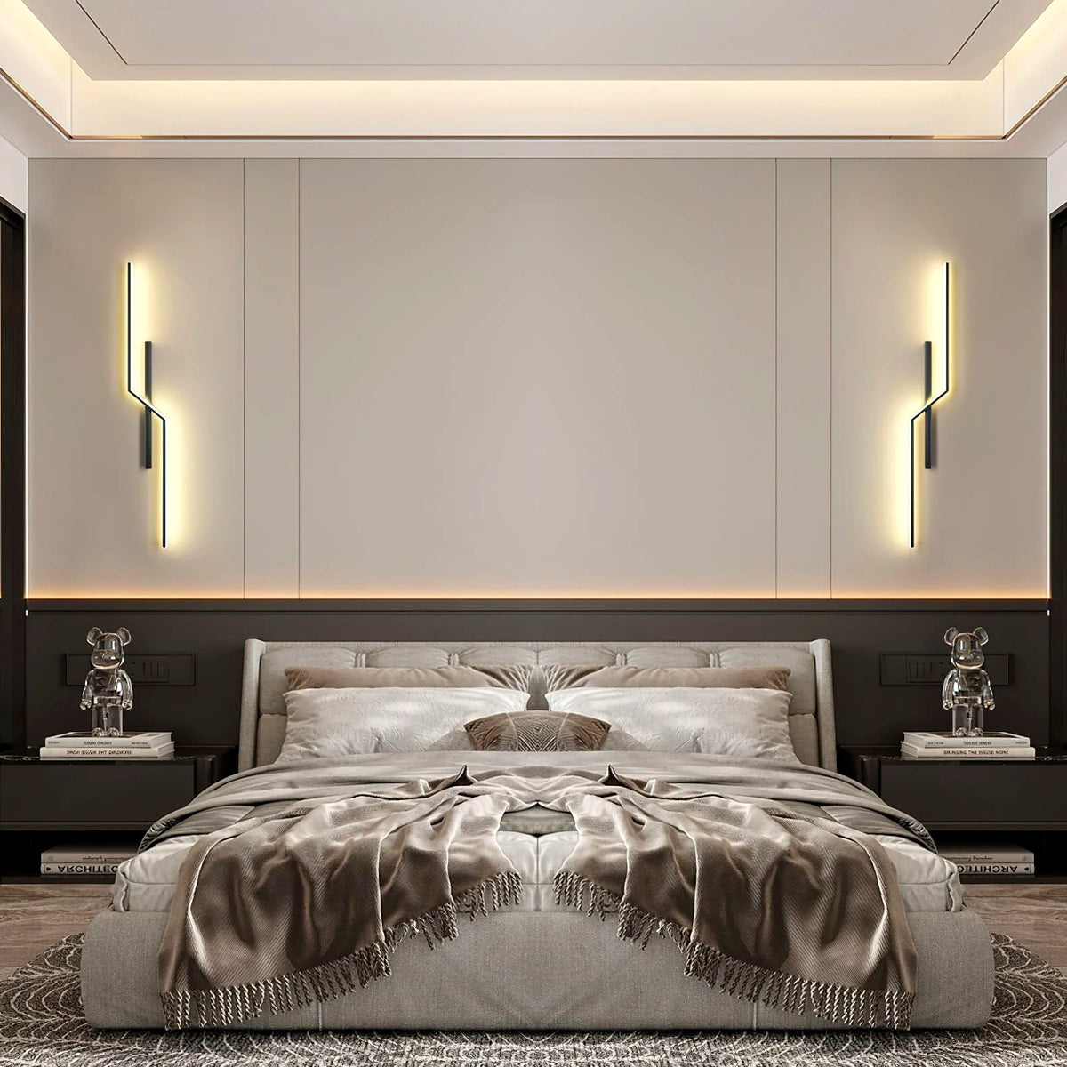 Applique Murale Linéaire Minimaliste, Métal Aluminium LED Intégrée