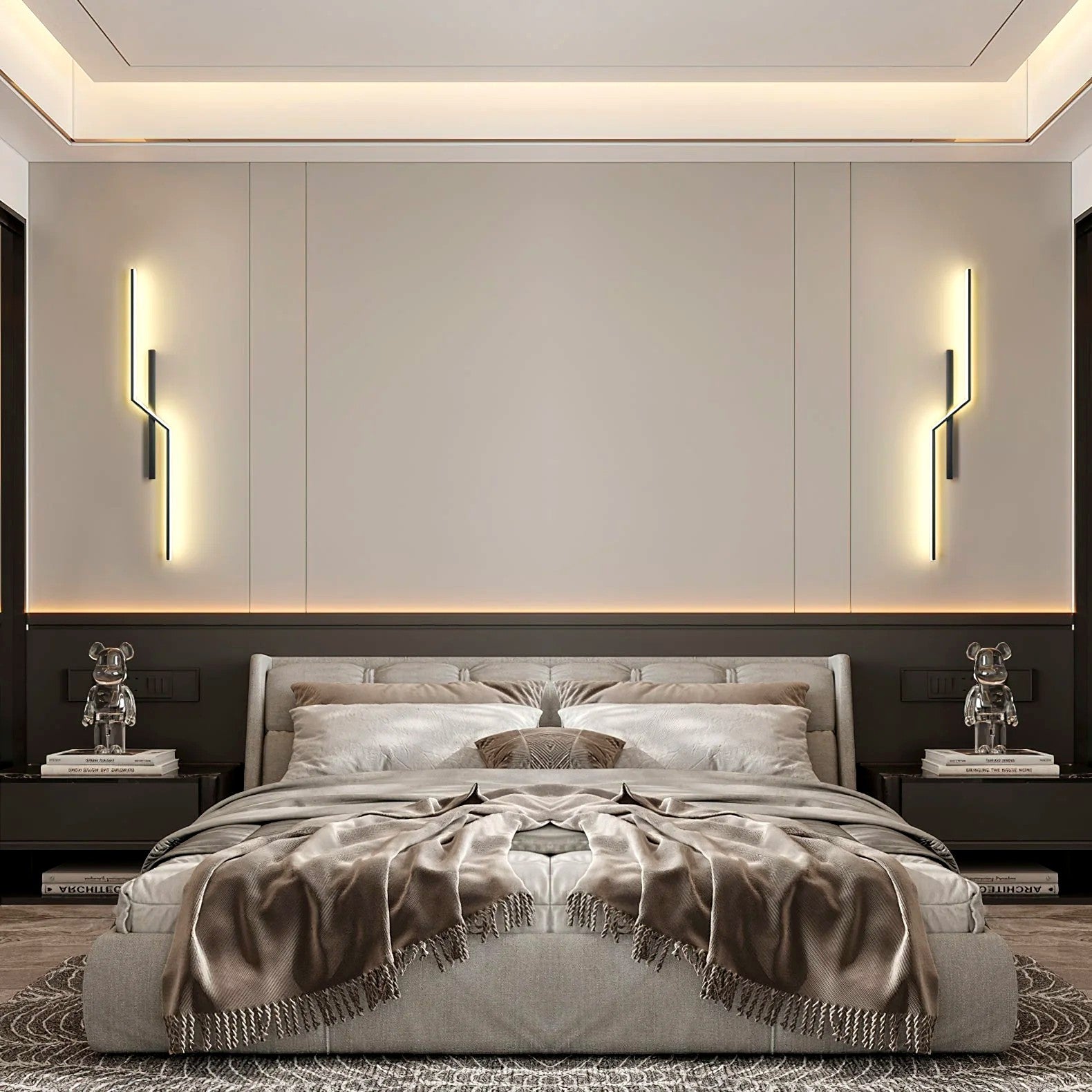 Applique Murale Linéaire Minimaliste, Métal Aluminium LED Intégrée