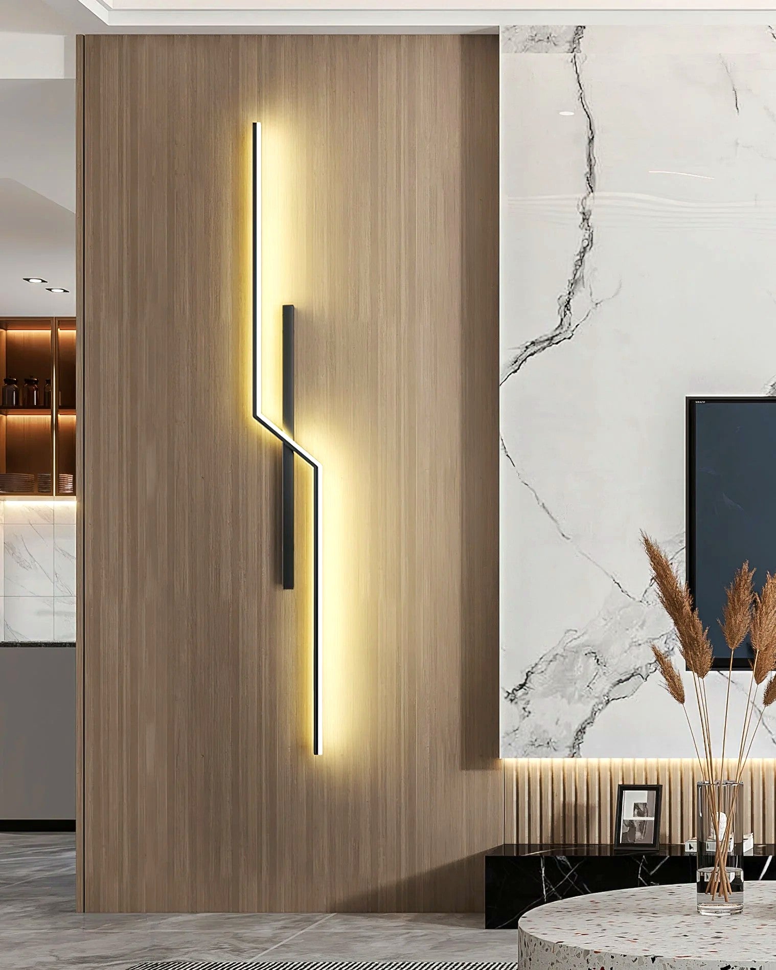 Applique Murale Linéaire Minimaliste, Métal Aluminium LED Intégrée Image