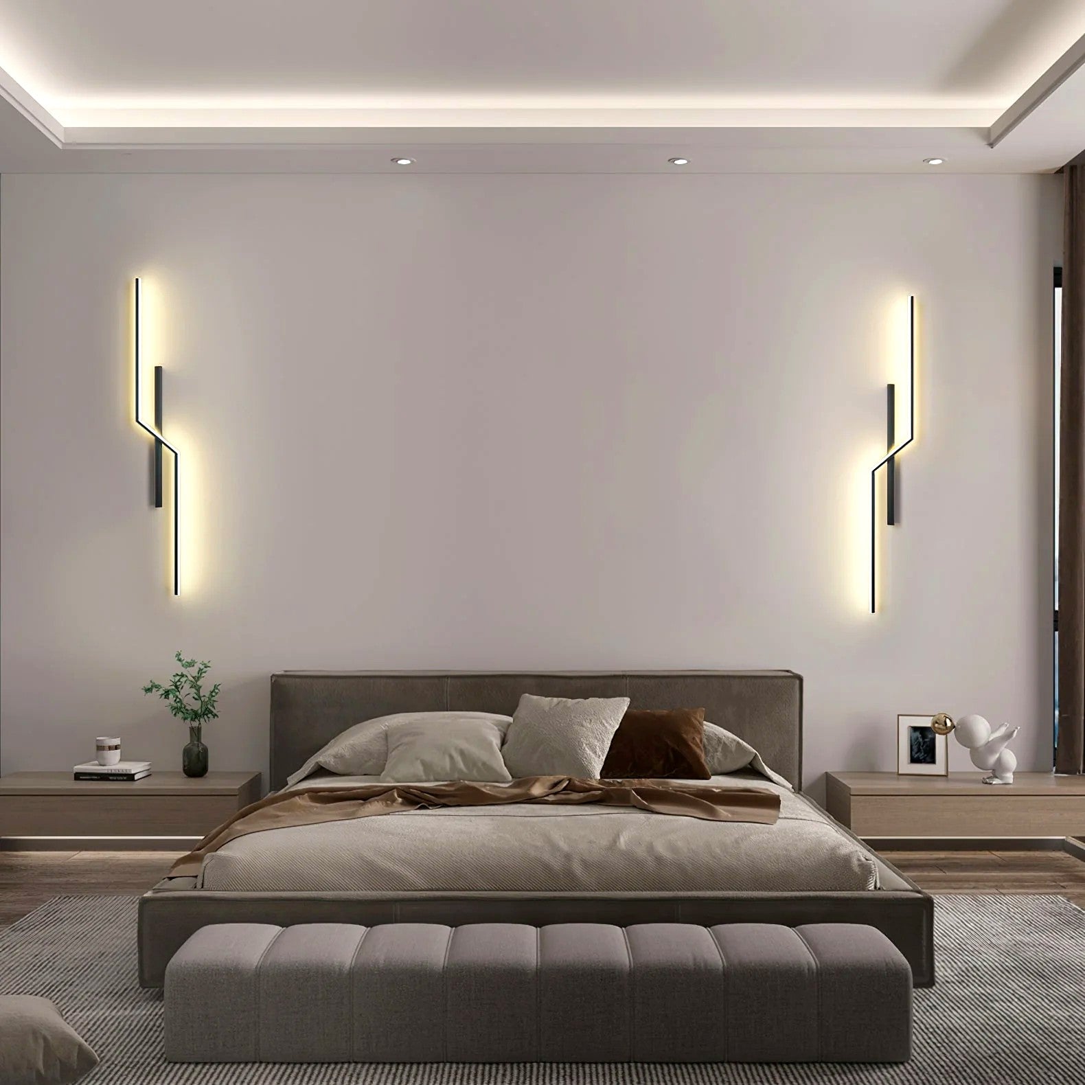 Applique Murale Linéaire Minimaliste, Métal Aluminium LED Intégrée