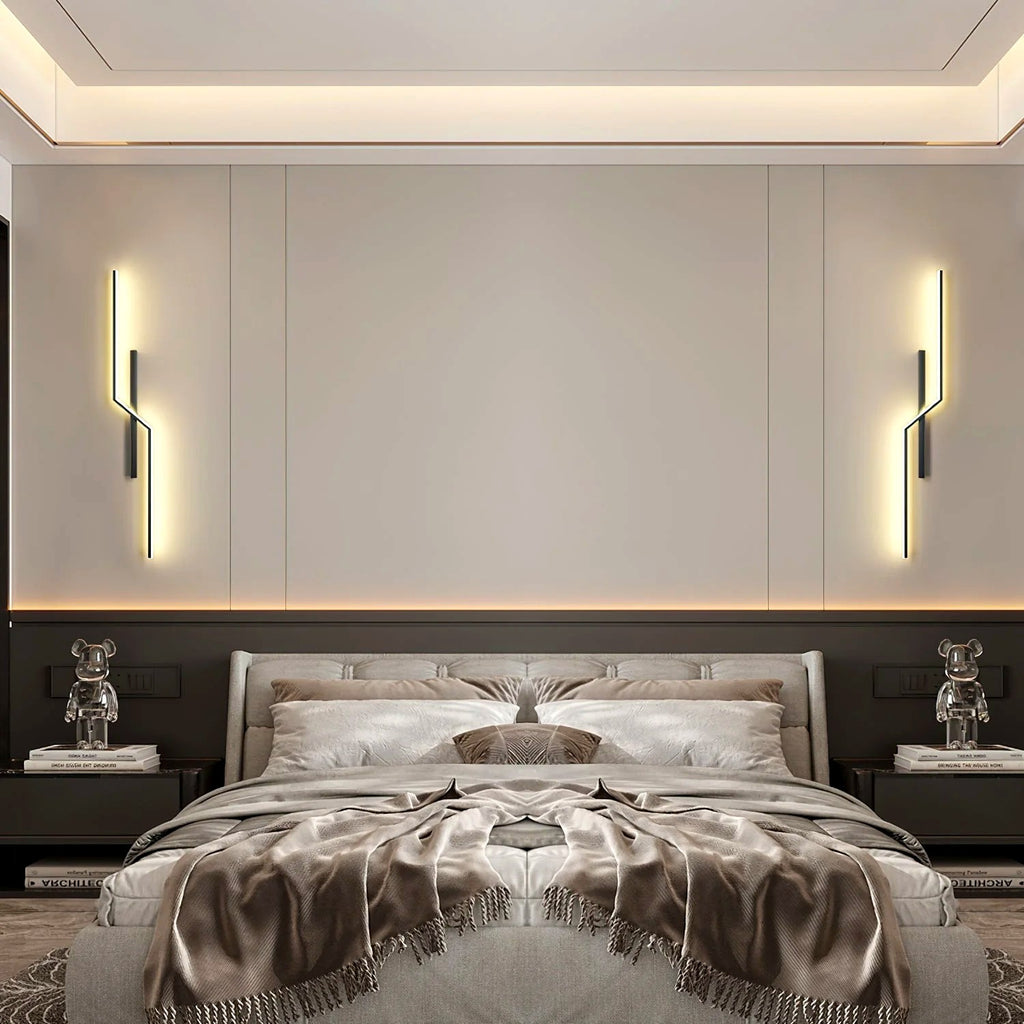 Applique Murale Linéaire Minimaliste, Métal Aluminium LED Intégrée