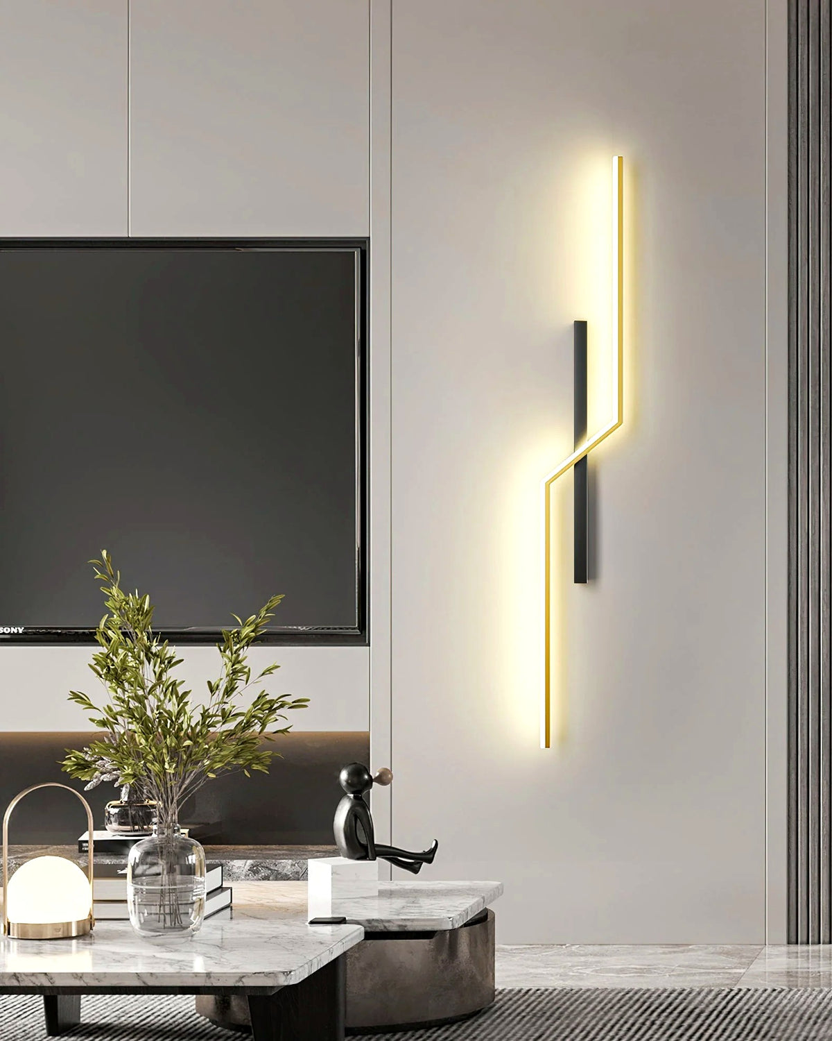 Applique Murale Linéaire Minimaliste, Métal Aluminium LED Intégrée