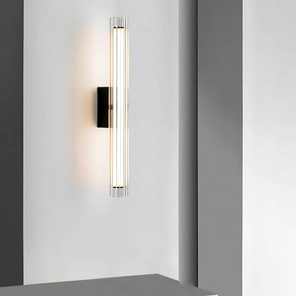Applique Murale Tube Verre Contemporaine Noire, LED Intégrée, Colonne