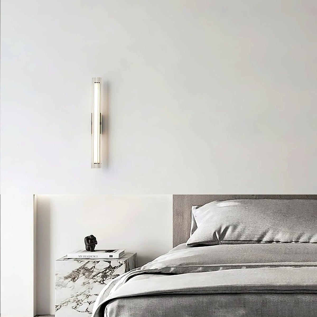 Applique Murale Tube Verre Contemporaine Noire, LED Intégrée, Colonne