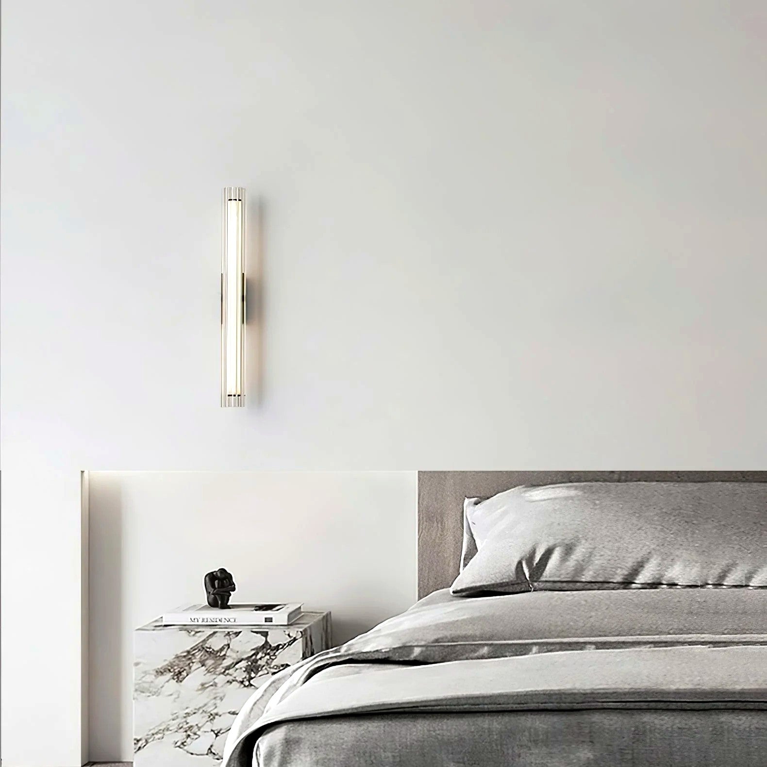 Applique Murale Tube Verre Contemporaine Noire, LED Intégrée, Colonne