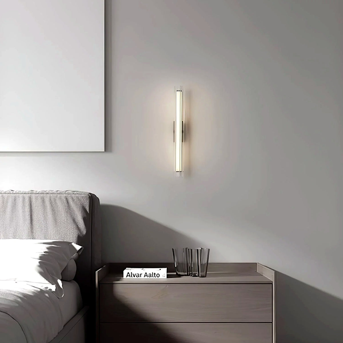 Applique Murale Tube Verre Contemporaine Noire, LED Intégrée, Colonne