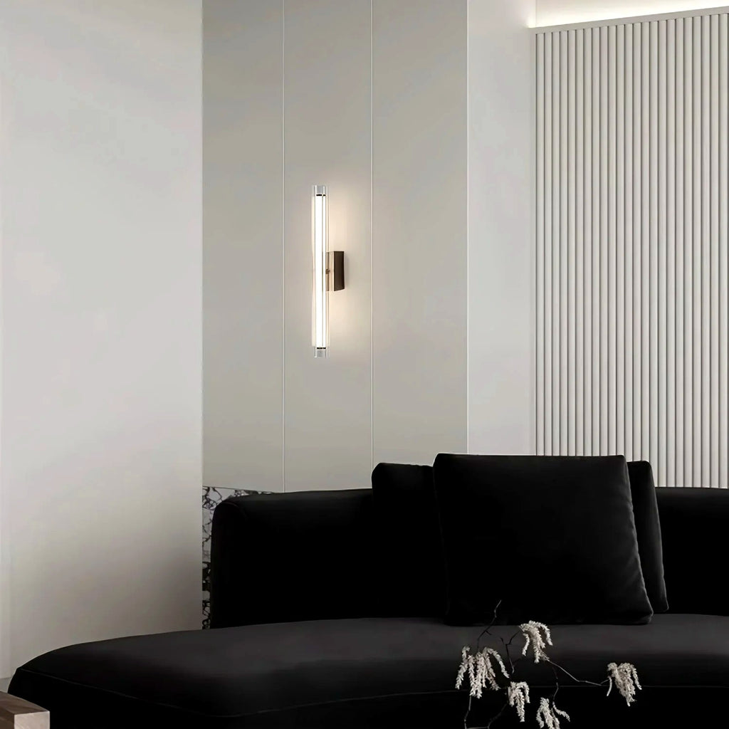 Applique Murale Tube Verre Contemporaine Noire, LED Intégrée, Colonne