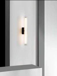 Applique Murale Tube Verre Contemporaine Noire, LED Intégrée, Colonne