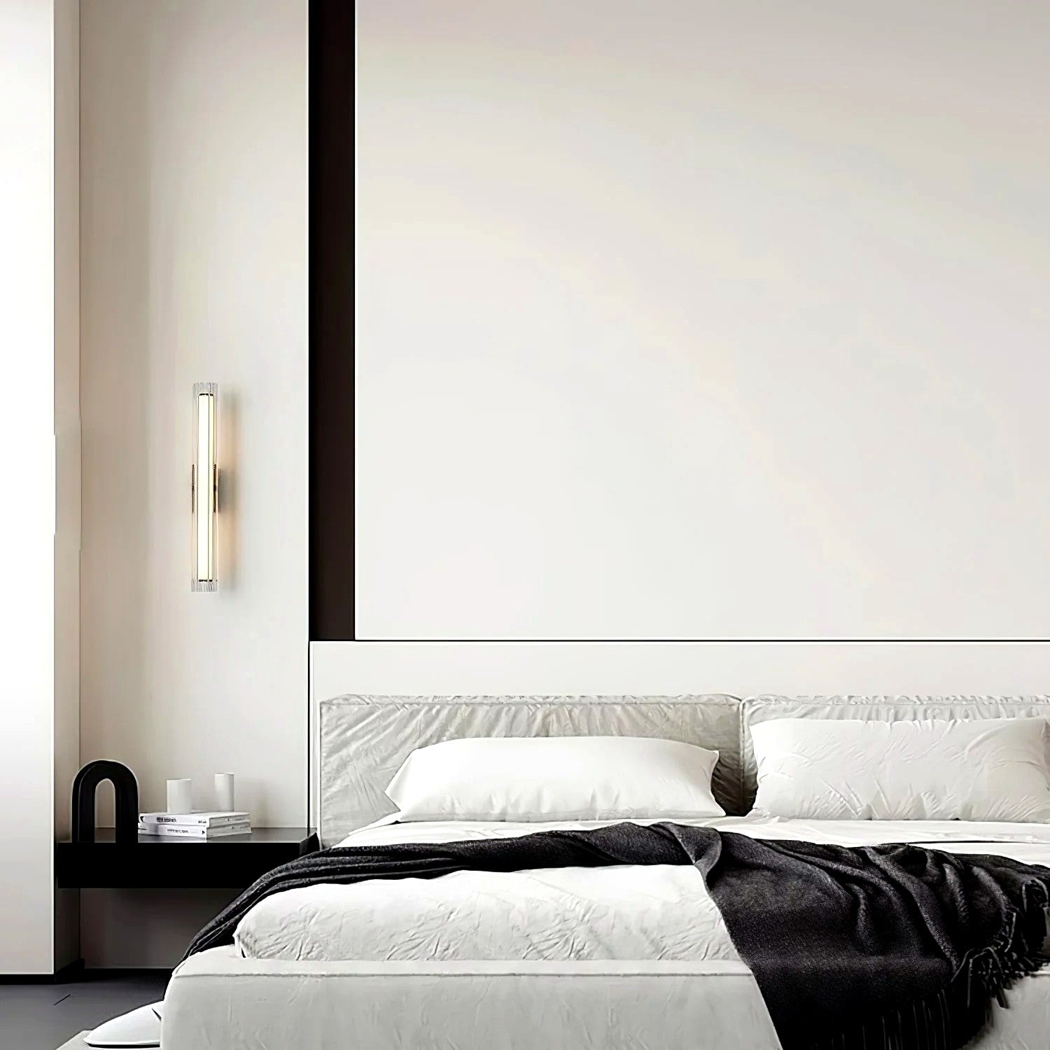 Applique Murale Tube Verre Contemporaine Noire, LED Intégrée, Colonne