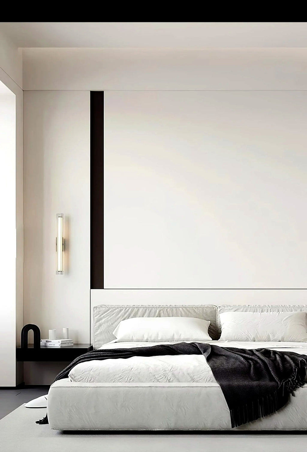 Applique Murale Tube Verre Contemporaine Noire, LED Intégrée, Colonne