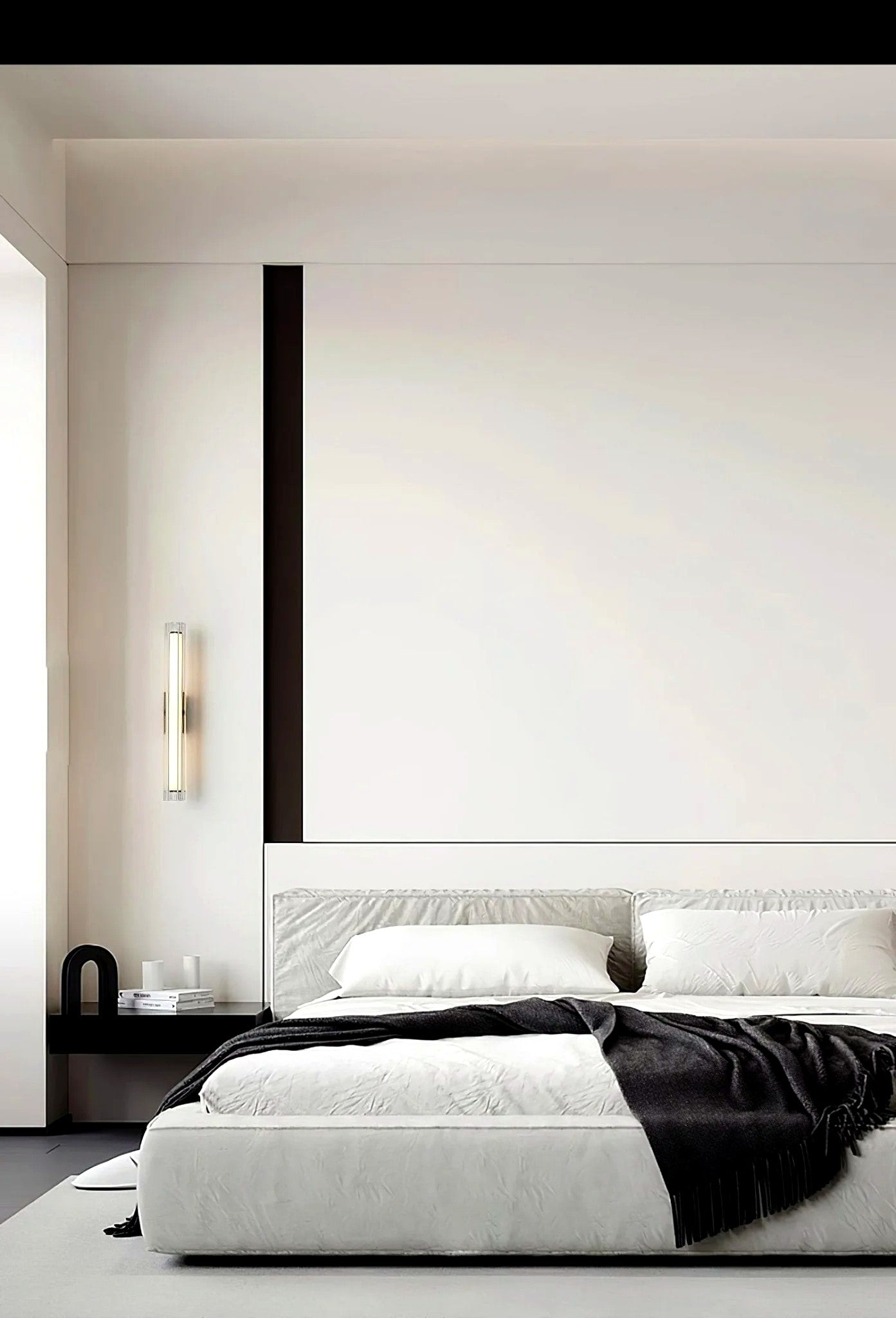 Applique Murale Tube Verre Contemporaine Noire, LED Intégrée, Colonne