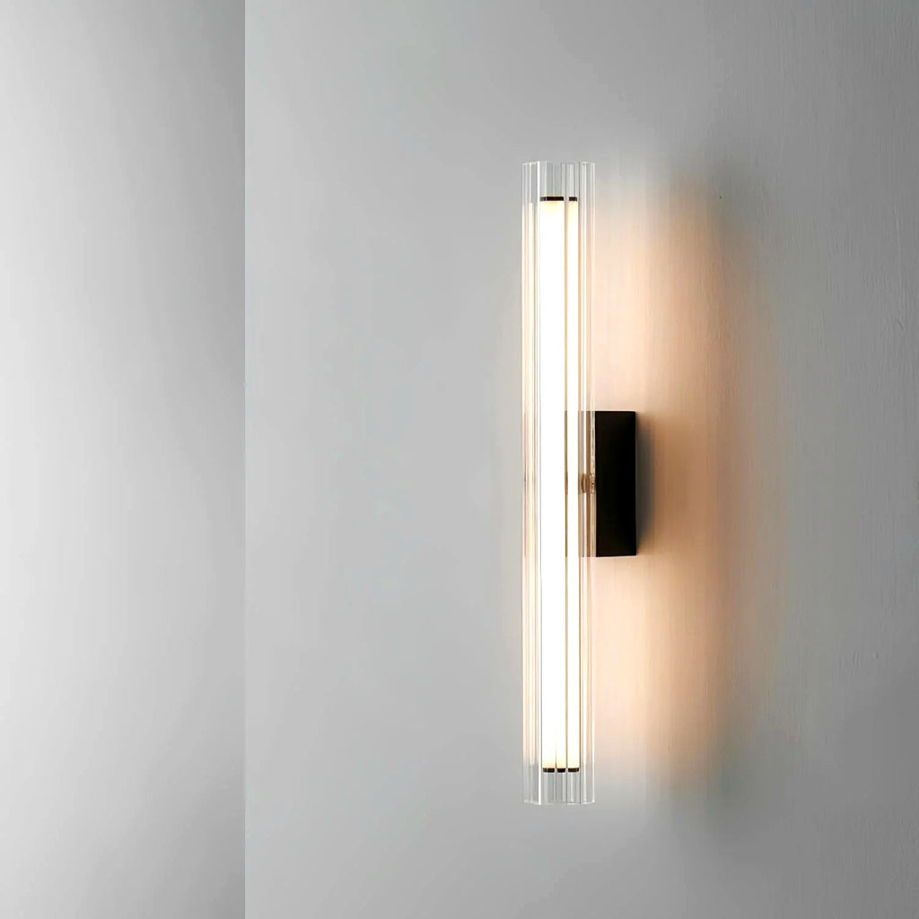 Applique Murale Tube Verre Contemporaine Noire, LED Intégrée, Colonne
