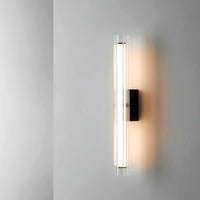 Applique Murale Tube Verre Contemporaine Noire, LED Intégrée, Colonne