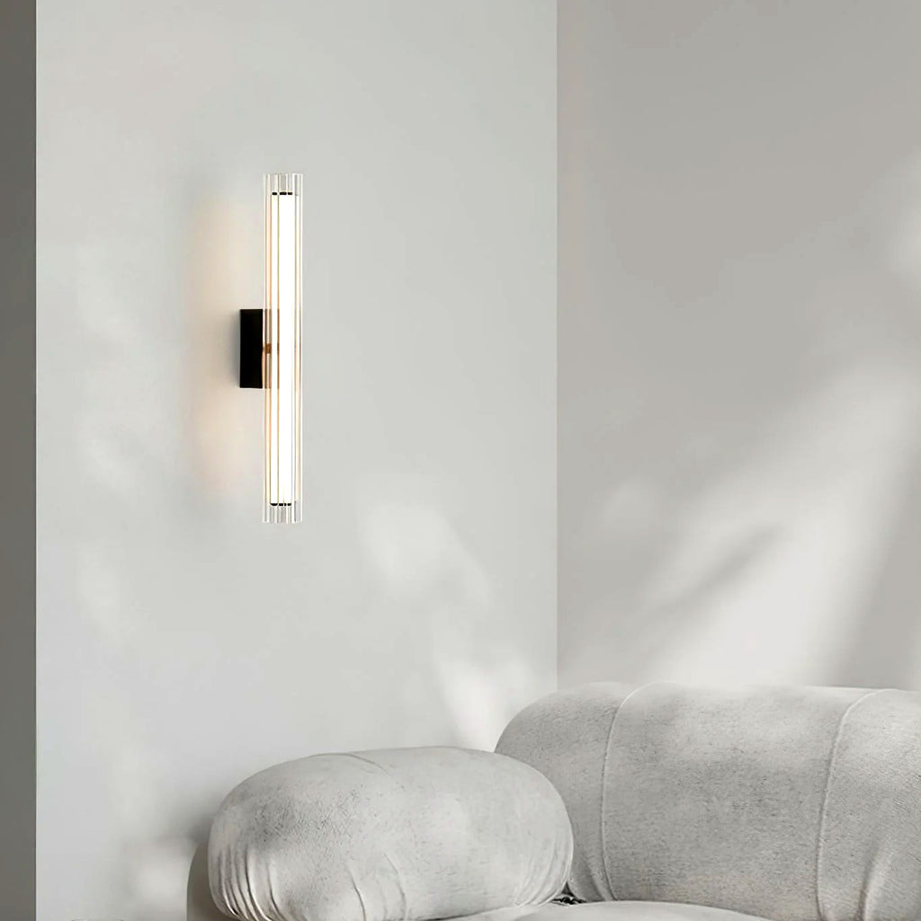 Applique Murale Tube Verre Contemporaine Noire, LED Intégrée, Colonne