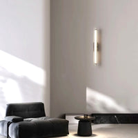 Applique Murale Tube Verre Contemporaine Noire, LED Intégrée, Colonne
