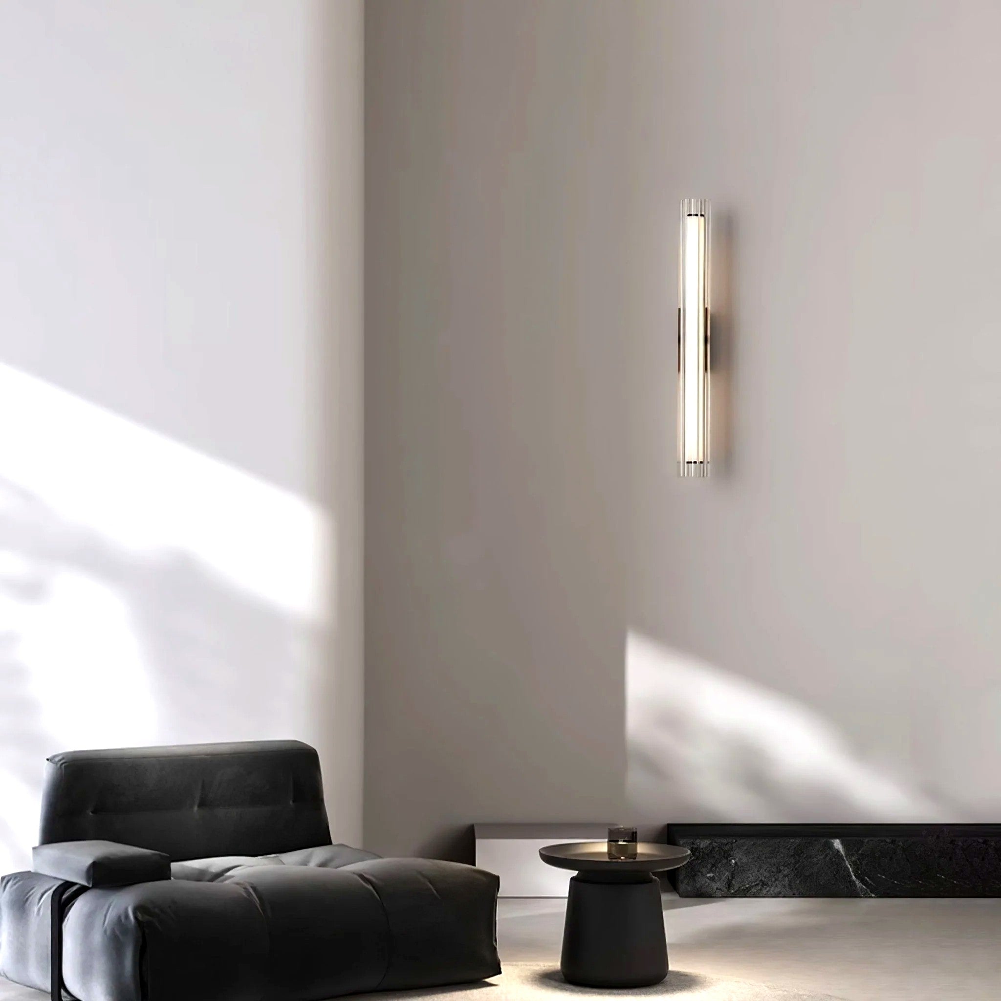 Applique Murale Tube Verre Contemporaine Noire, LED Intégrée, Colonne