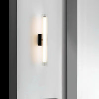 Applique Murale Tube Verre Contemporaine Noire, LED Intégrée, Colonne