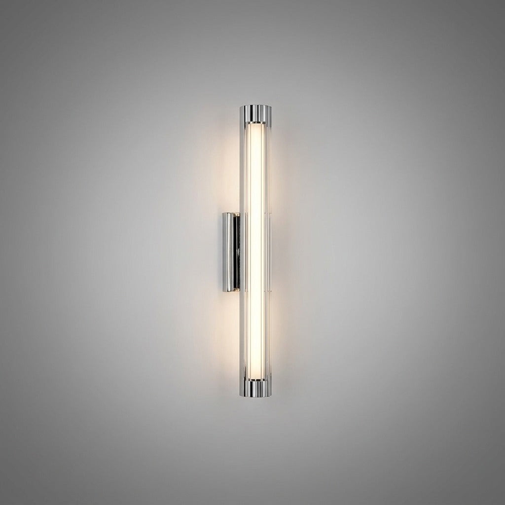 Applique Murale Tube Verre Contemporaine Noire, LED Intégrée, Colonne