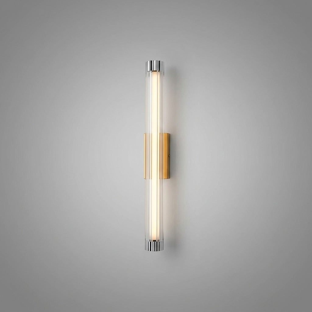 Applique Murale Tube Verre Contemporaine Noire, LED Intégrée, Colonne