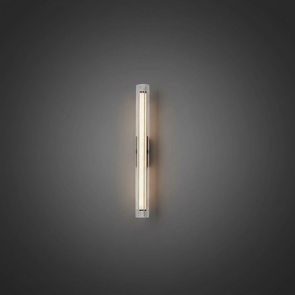 Applique Murale Tube Verre Contemporaine Noire, LED Intégrée, Colonne