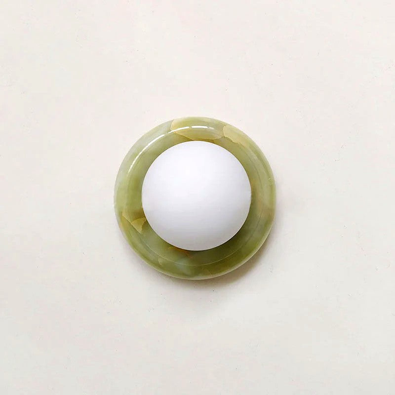 Applique Murale Verre Jade Minimaliste, Halo Doux Contemporain