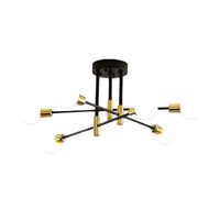 Lustre Métal Design Moderne Multi-Lampes, Branches Géométriques Noir