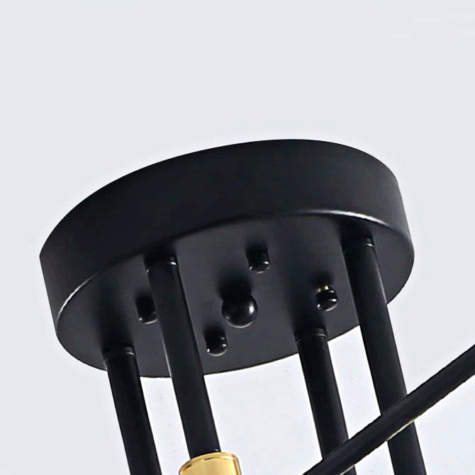 Lustre Métal Design Moderne Multi-Lampes, Branches Géométriques Noir