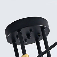 Lustre Métal Design Moderne Multi-Lampes, Branches Géométriques Noir