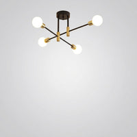 Lustre Métal Design Moderne Multi-Lampes, Branches Géométriques Noir