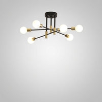 Lustre Métal Design Moderne Multi-Lampes, Branches Géométriques Noir