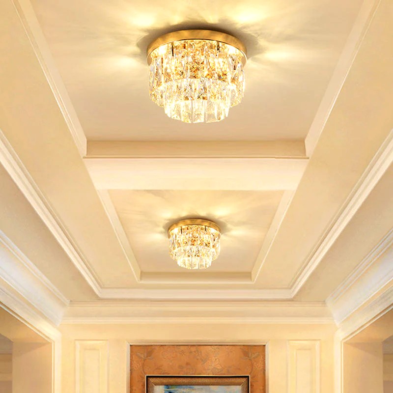 Lustre Plafonnier Rond Métal Verre de Luxe, Design Précieux Élégant