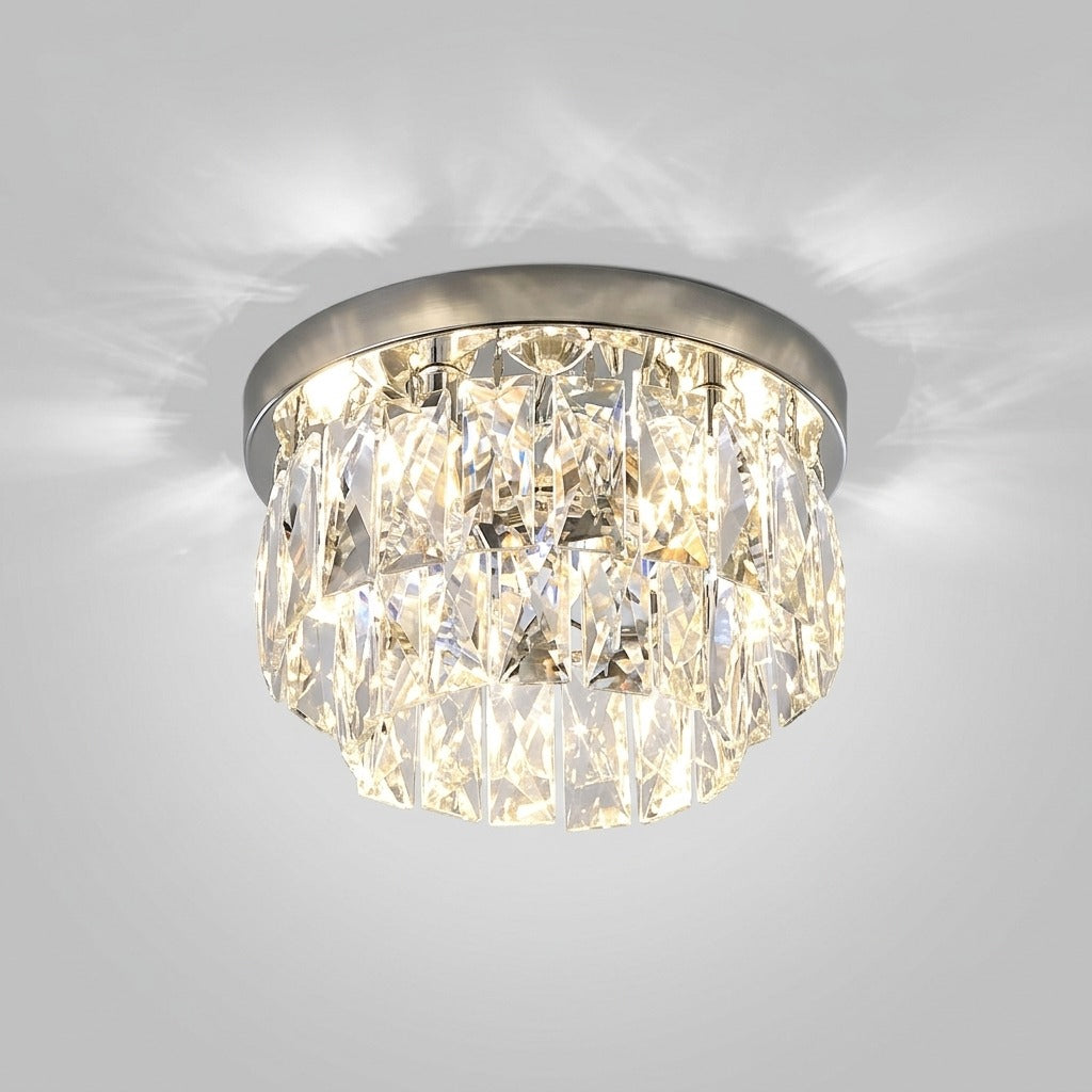 Lustre Plafonnier Rond Métal Verre de Luxe, Design Précieux Élégant