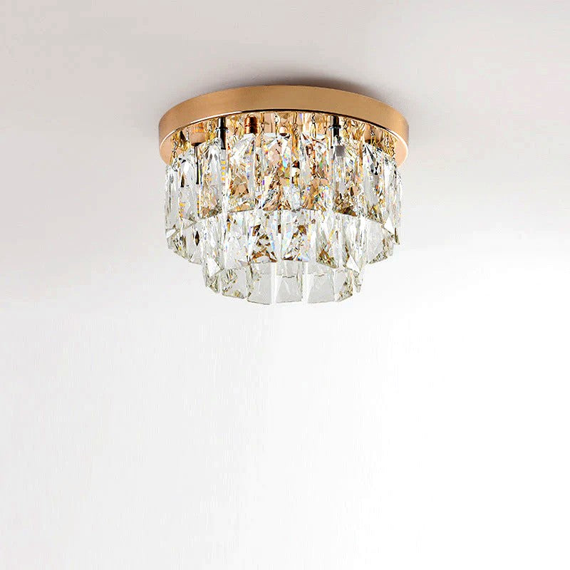 Lustre Plafonnier Rond Métal Verre de Luxe, Design Précieux Élégant