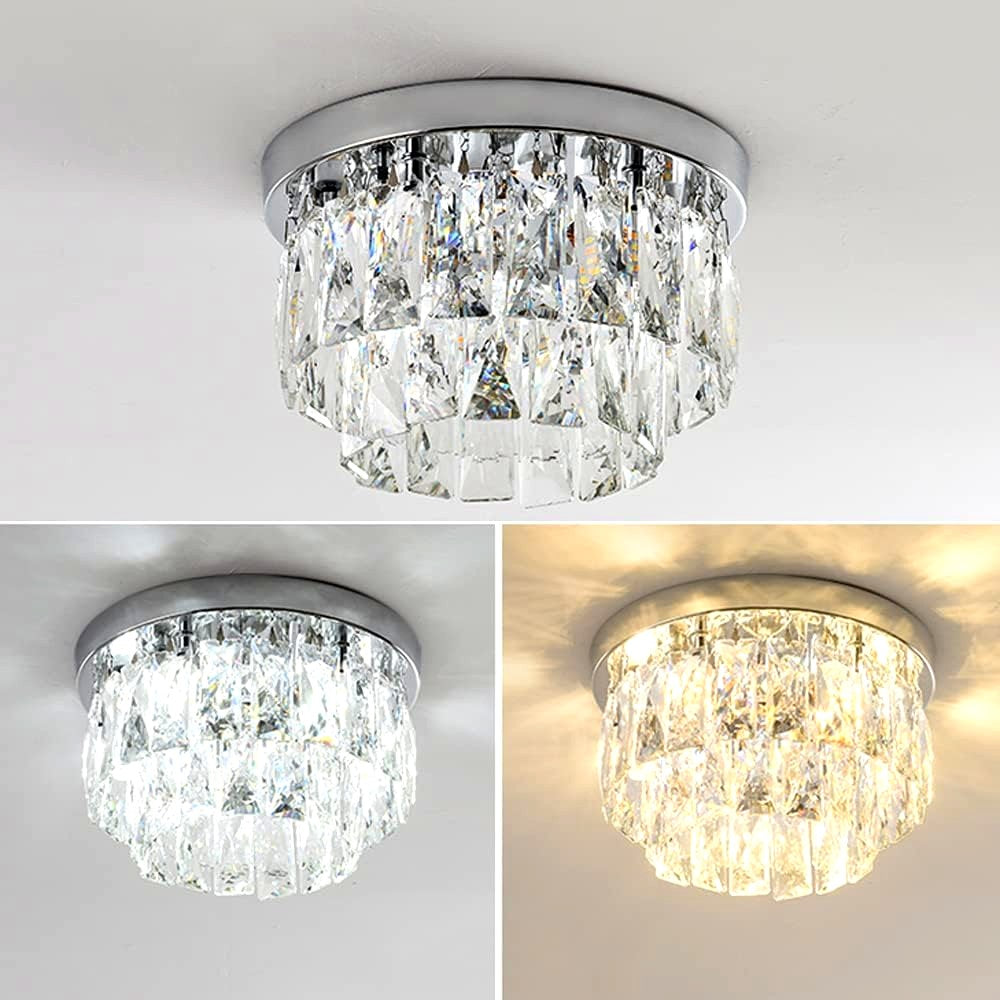 Lustre Plafonnier Rond Métal Verre de Luxe, Design Précieux Élégant