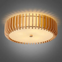 Plafonnier Bois Rond Premium Chaleureux, Diffuseur Blanc, Design