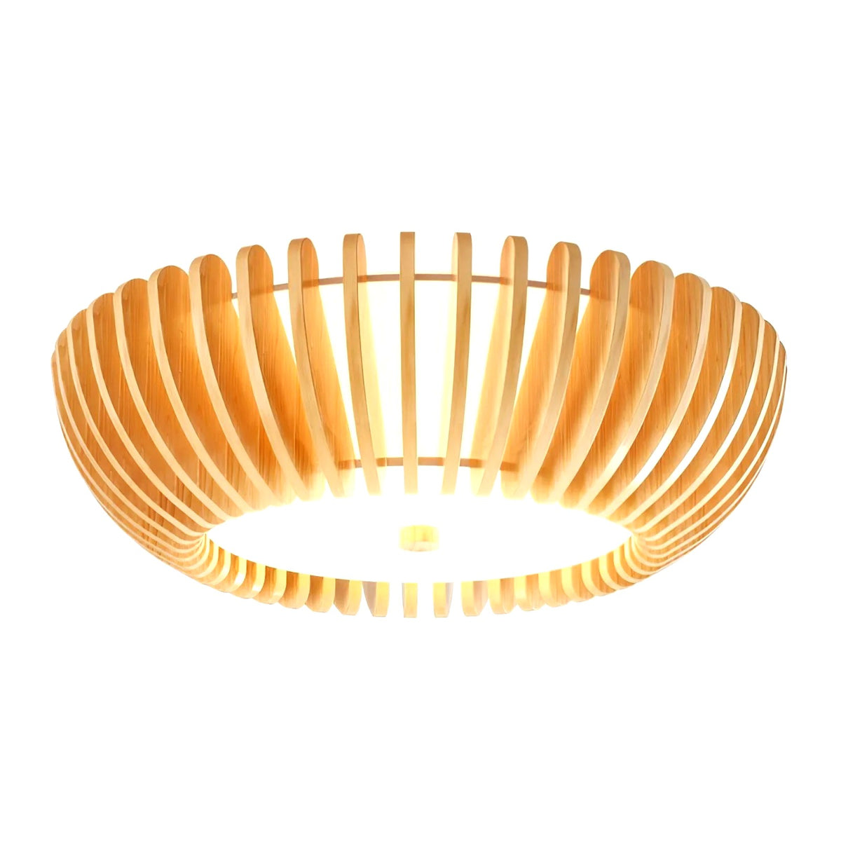 Plafonnier Bois Rond Premium Chaleureux, Diffuseur Blanc, Design