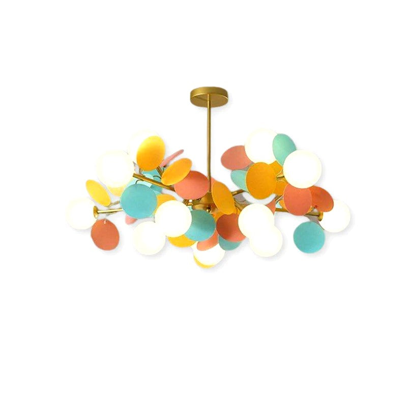 Plafonnier Branche Florale Design Verre Métal, Éclairage Décoratif