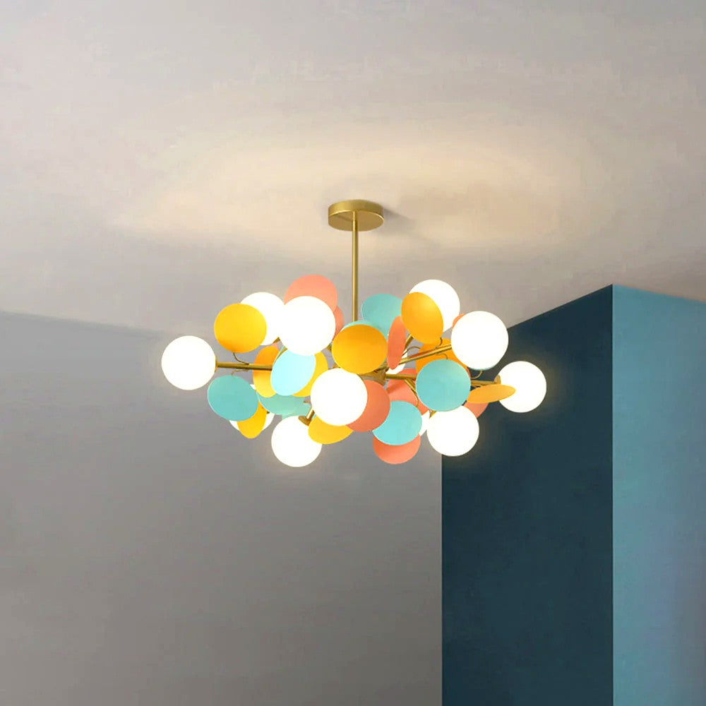 Plafonnier Branche Florale Design Verre Métal, Éclairage Décoratif