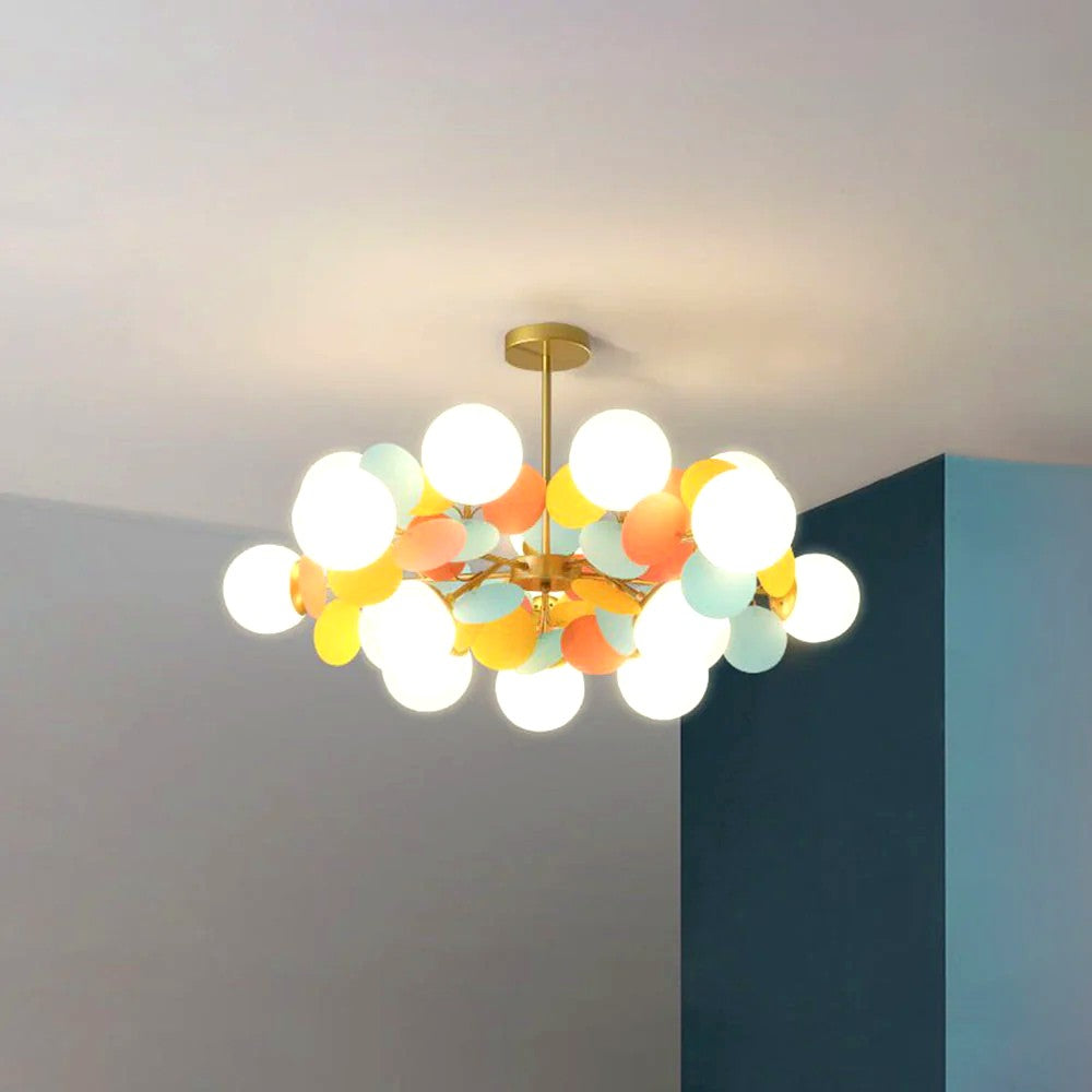Plafonnier Branche Florale Design Verre Métal, Éclairage Décoratif